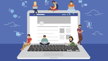 Social network web site surfing concept illustration
